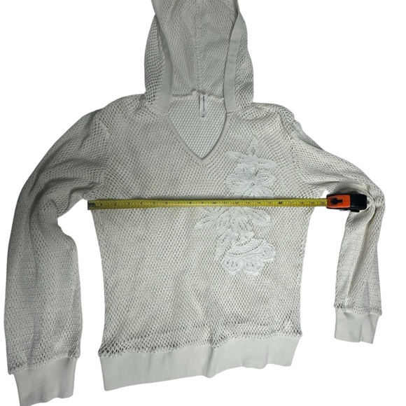 NWOT Anthropologie Daily Practice White Embroidered Mesh Hooded Pullover m - Picture 10 of 12